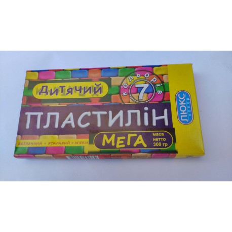 Пластилін 7 кольорів, 300 грам, велике фасування, ТМ Люкс Колор
